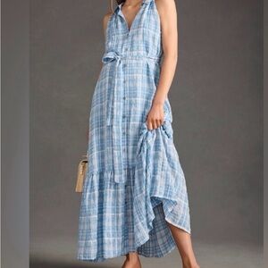 Anthropologie Sleeveless Plaid Maxi Dress
